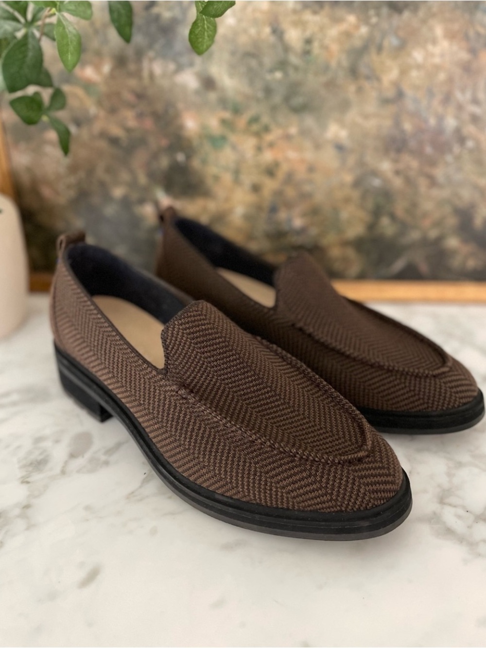 Rothy’s The Lug Loafer Merino Wool Brown Herringbone Womens Size 10.5
